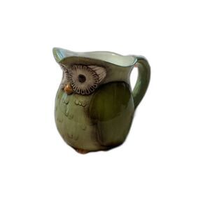 Grassland Road Crimson Hollow Owl Creamer small with handle green